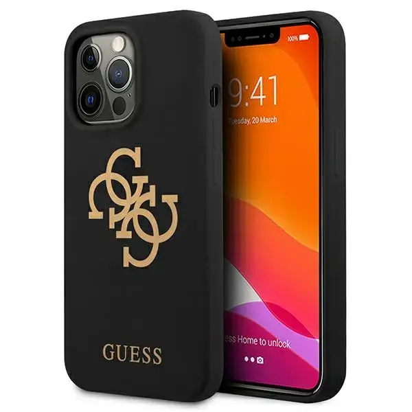 Guess silikona telefona vāciņš iPhone 13 Pro Max melns