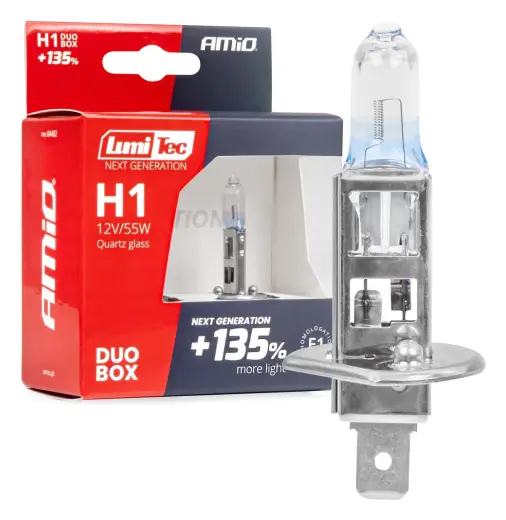 Halogen bulbs H1 12V 55W LumiTec NEXT GENERATION +135% DUO AMIO-04402