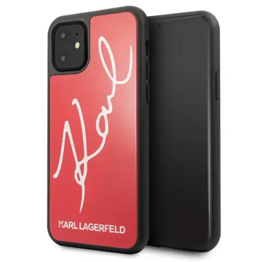 Karl Lagerfeld KLHCN61DLKSRE iPhone 11 6,1" | Xr czerwony|red hard case Signature Glitter