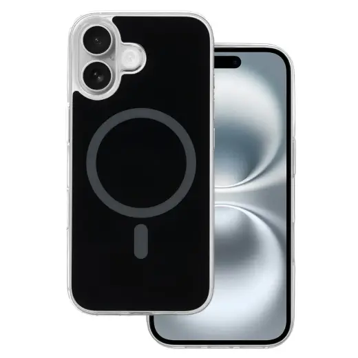 Glossy telefono dėklas su MagSafe palaikymu iPhone 16 juodas