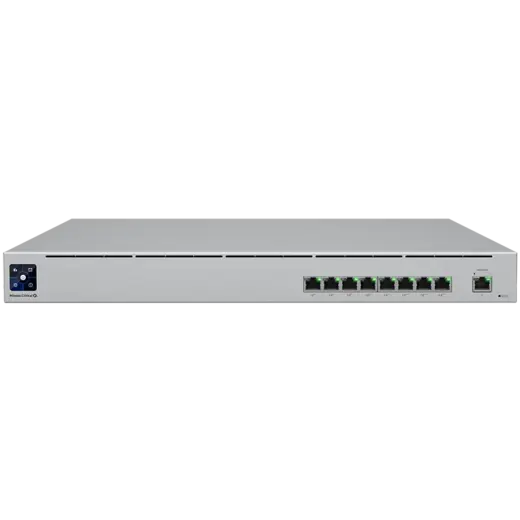 Ubiquiti USW-Mission-Critical switch with integrated 368Wh Lithium-ion battery, capable of providing uninterruptible power for 8 devices.