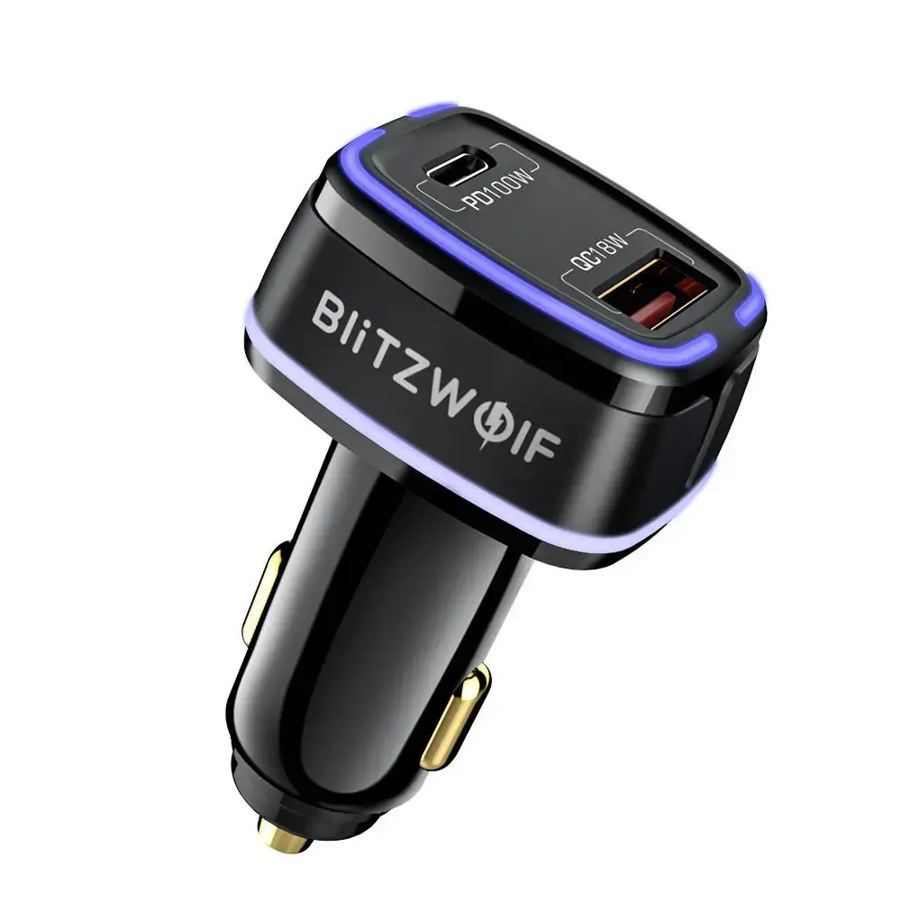Car Charger BlitzWolf BW-SD8, USB, USB-C, 100W (black)