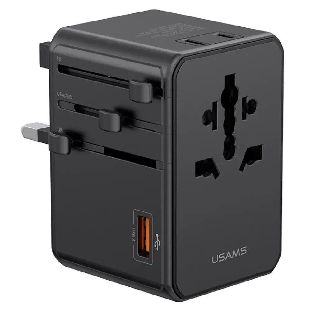 Adapter USAMS 4-in-1 Univesal      Travel Charger T72 65W US/AU/EU/UK black