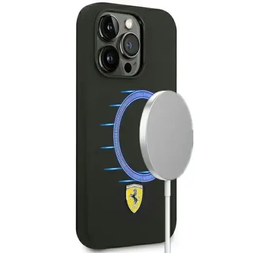 Ferrari FESSIHMP14LBK iPhone 14 Pro 6,1" czarny|black hardcase Silicone Metal Logo Magsafe
