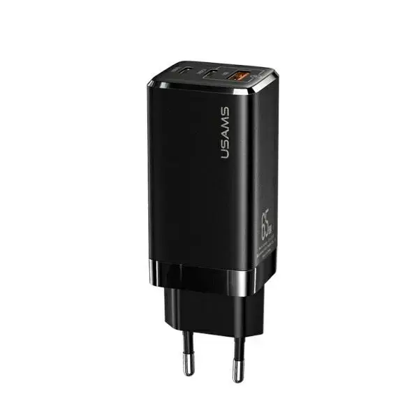 USAMS MT зарядное устройство | 65W | GaN, PD | USB-C, USB-A | черное