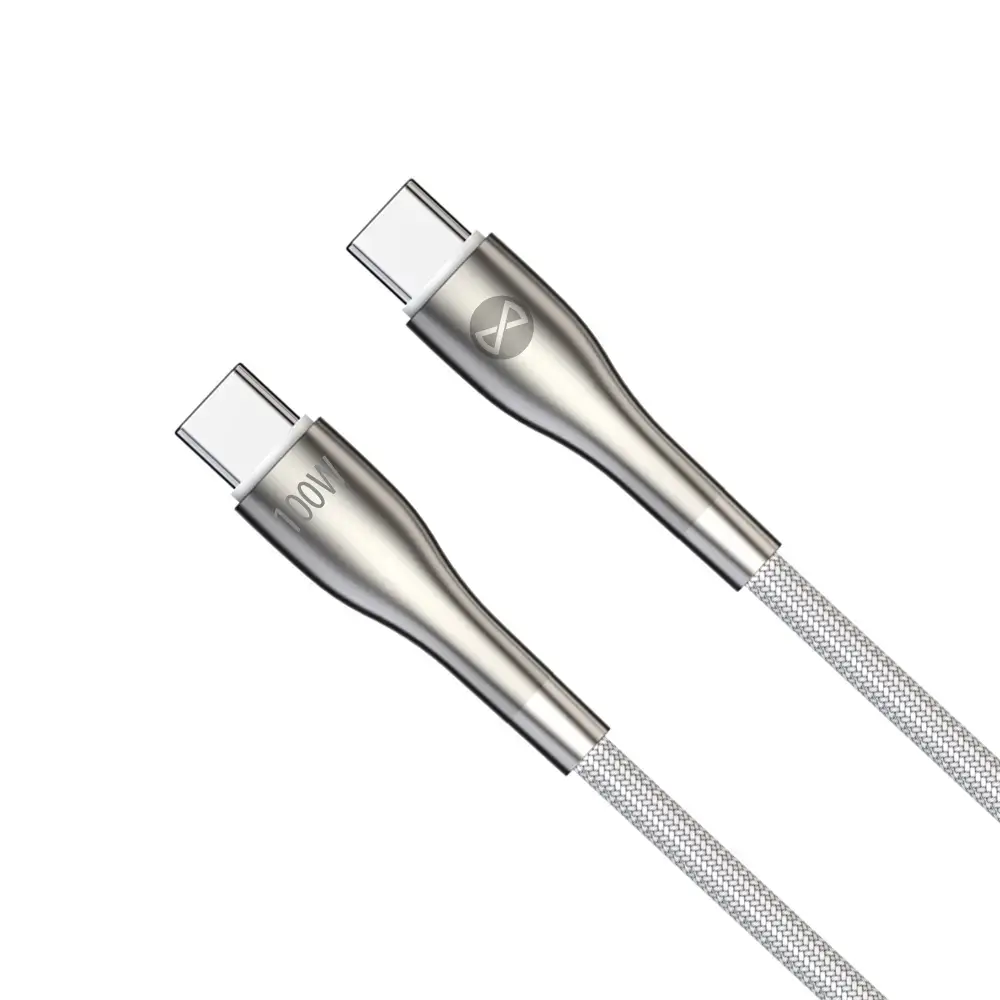 Forever Sleek datu pārraides un uzlādes vads | USB-C uz USB-C | 100W | 1m | balts