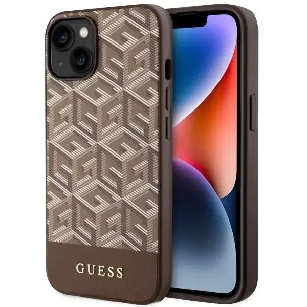 Guess GUHMP14MHGCFSEW iPhone 14 Plus | 15 Plus 6.7" brązowy|brown hard case GCube Stripes MagSafe