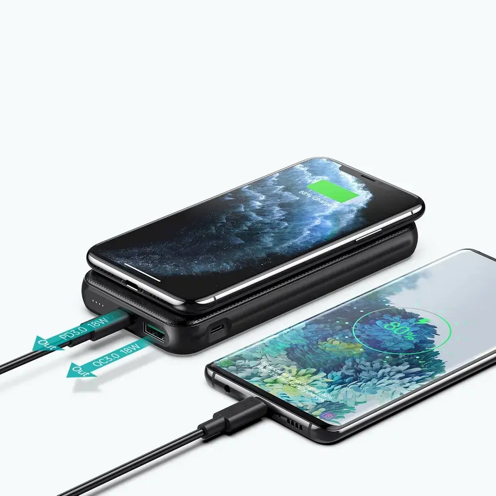 Choetech power bank 10000mAh 18W Quick Charge Power Delivery USB | USB Type C wireless Qi charger 10W black (B650)