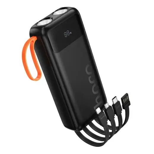 Hoco J151A Power Bank | 20,000 mAh | 10W | USB-A, USB-C, Lightning, Micro USB | LED flashlight | black
