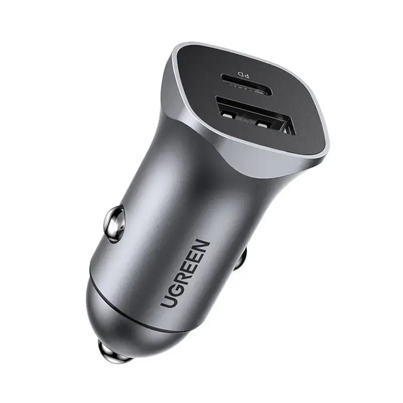 Зарядка для автомобиля Ugreen CD130 | 24W | PD, QC | USB-A, USB-C | серая