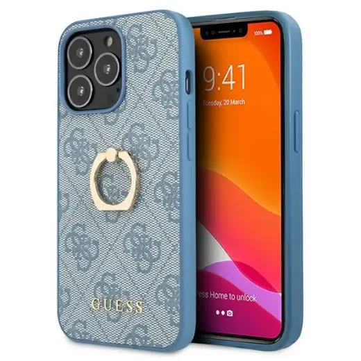 GUHCP13L4GMRBL Guess PU 4G Ring Case for iPhone 13 Pro Blue