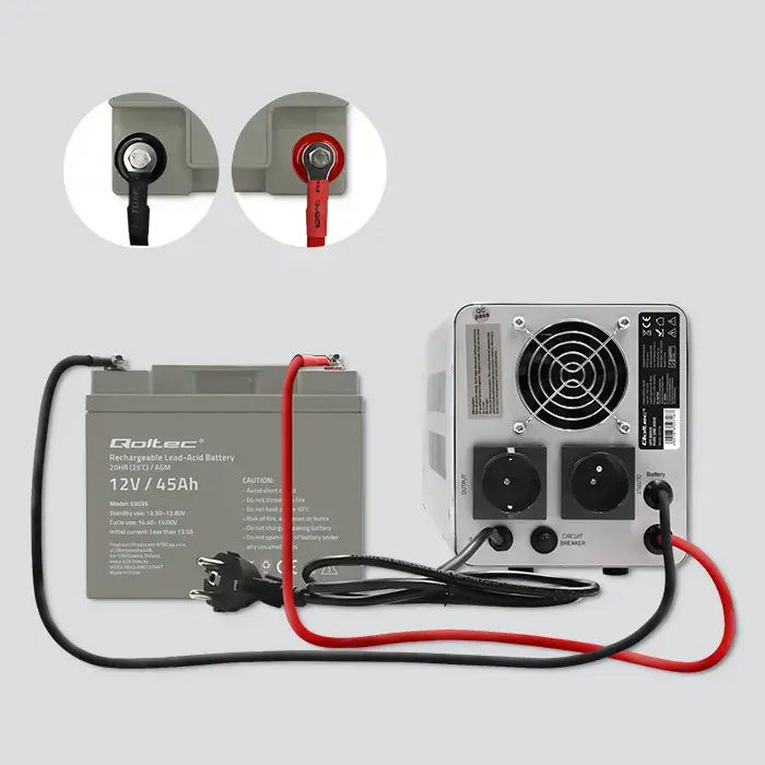 Qoltec AGM battery | 12V | 45Ah | Maintenance-free | Strong | LongLife | for UPS, RV, boat, heater