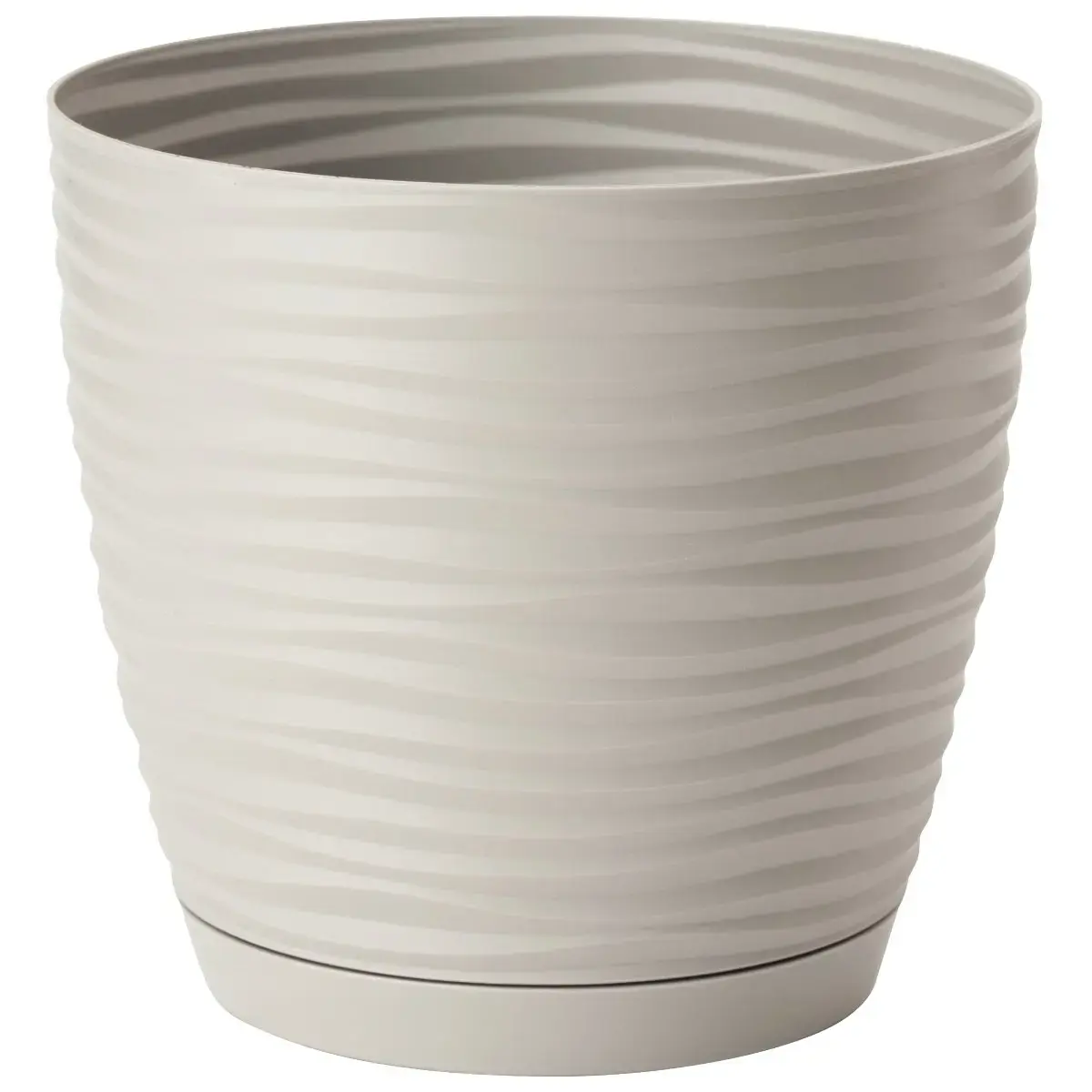 Puķu pods SAHARA ar paliktni 17cm, g.pelēks