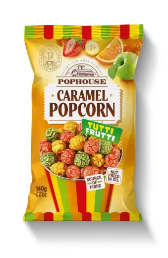 Caramel popcorn POPHOUSE Tutti Frutti, fruit flavor, 140g