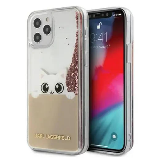 Karl Lagerfeld Liquid Glitter Peek a Boo Case for iPhone 12|12 Pro 6.1 Pink