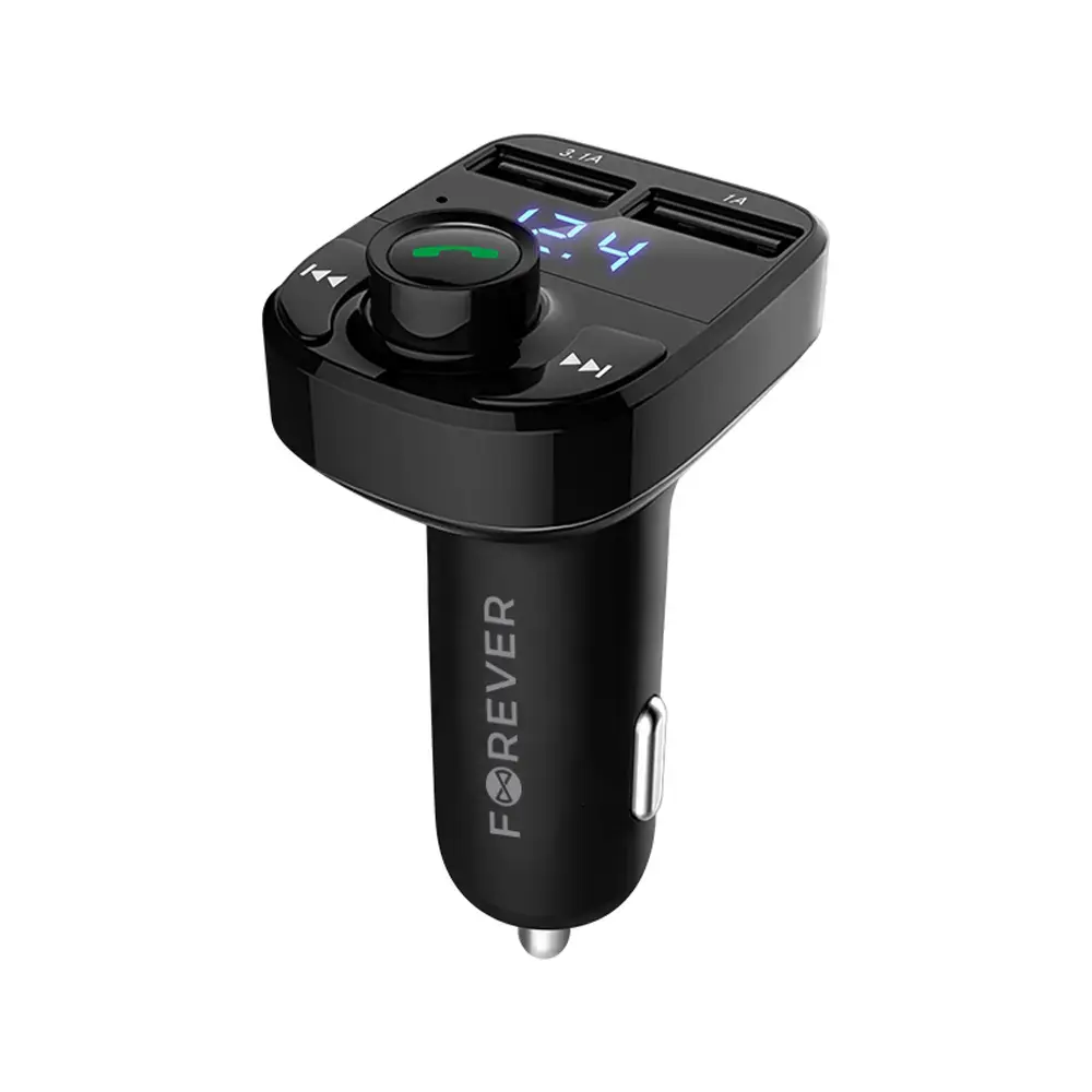Forever TR-330 bluetooth 4.0 FM transmitter ar uzlādes ligzdām USB 12 | 24V | 3.1A + 1A melns