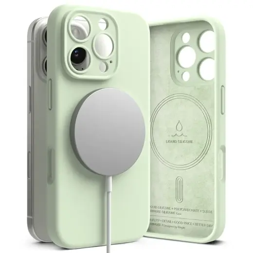 RINGKE СИЛИКОНОВЫЙ МАГНИТНЫЙ MAGSAFE IPHONE 16 PRO МЯГКИЙ МЯТНЫЙ
