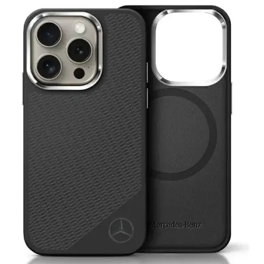 Mercedes MEHMP16X23SUGDK iPhone 16 Pro    Max 6.9" czarny|black hardcase Silicone Tonal Logo Wood Pattern MagSafe