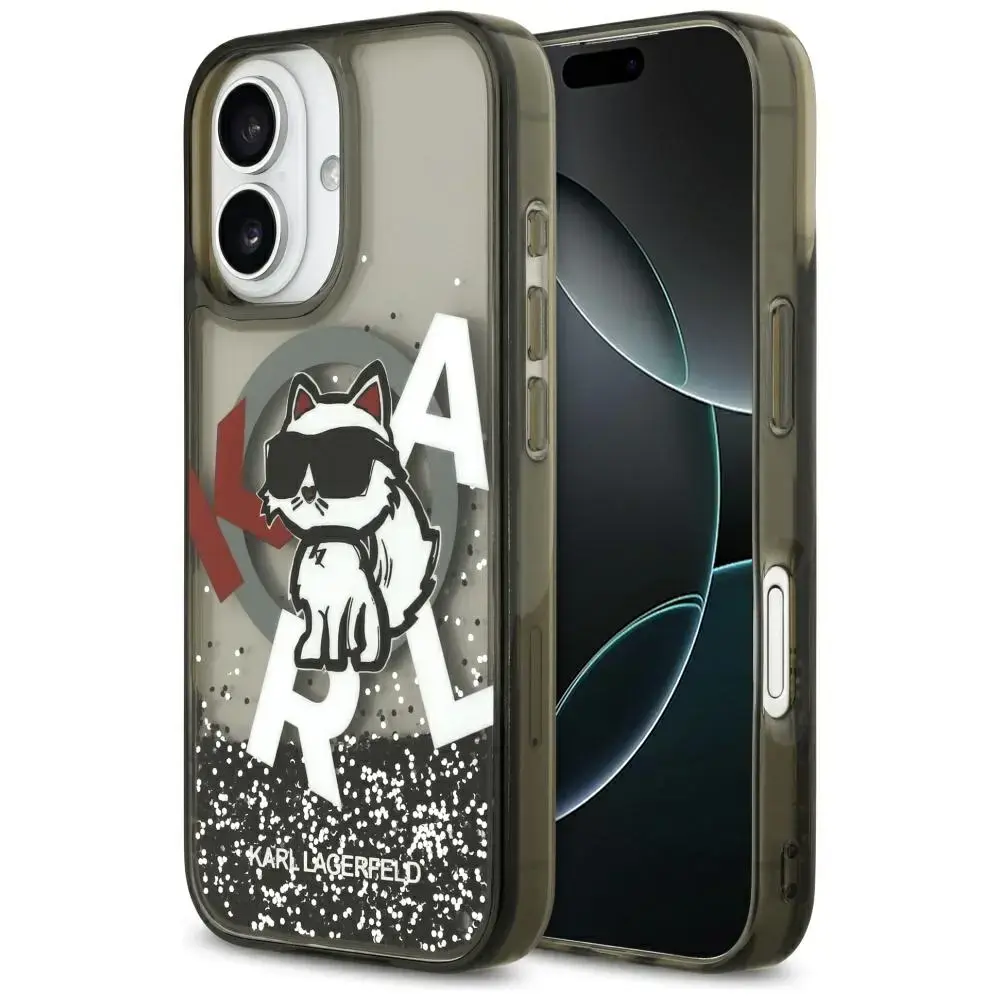 Etui Karl Lagerfeld Liquid Glitter        Choupette Logo MagSafe do iPhone 17 czarny