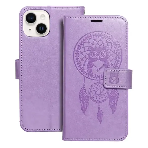 MEZZO dreamcatcher knyginio tipo telefono dėklas iPhone 14 violetinis