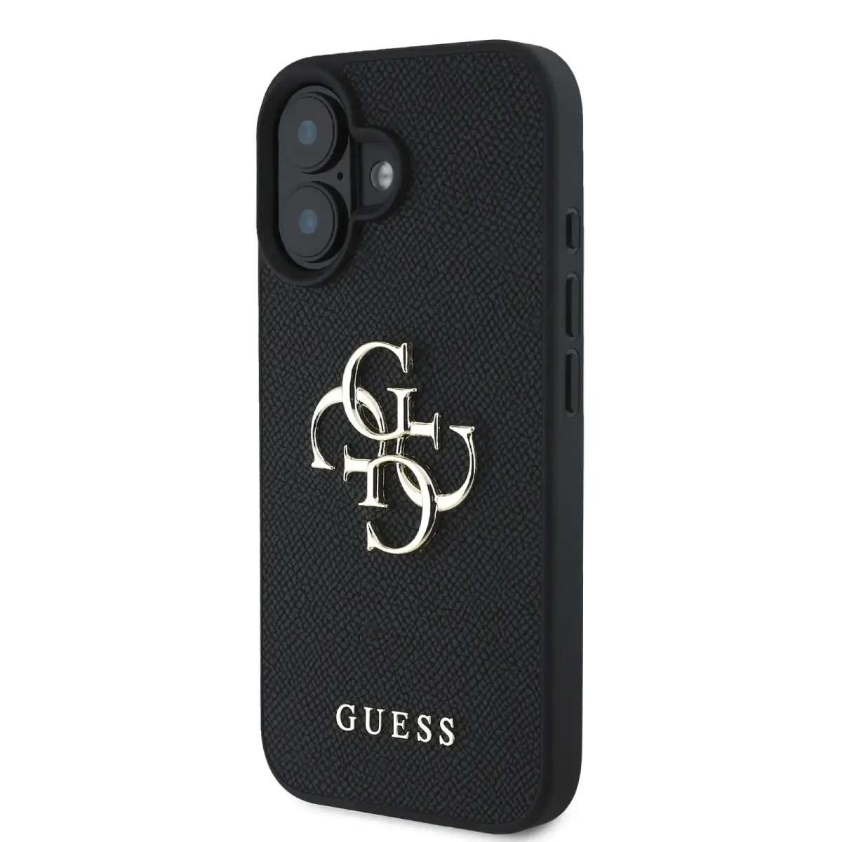 Guess PU Grained 4G Metal Logo Case for iPhone 16 Black