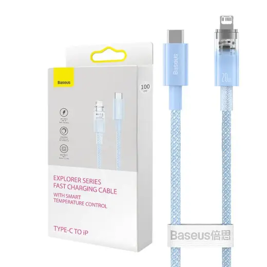 Baseus Explorer Series CATS010203 data transfer and charging cable | USB-C to Lightning | 20W | 1m | blue