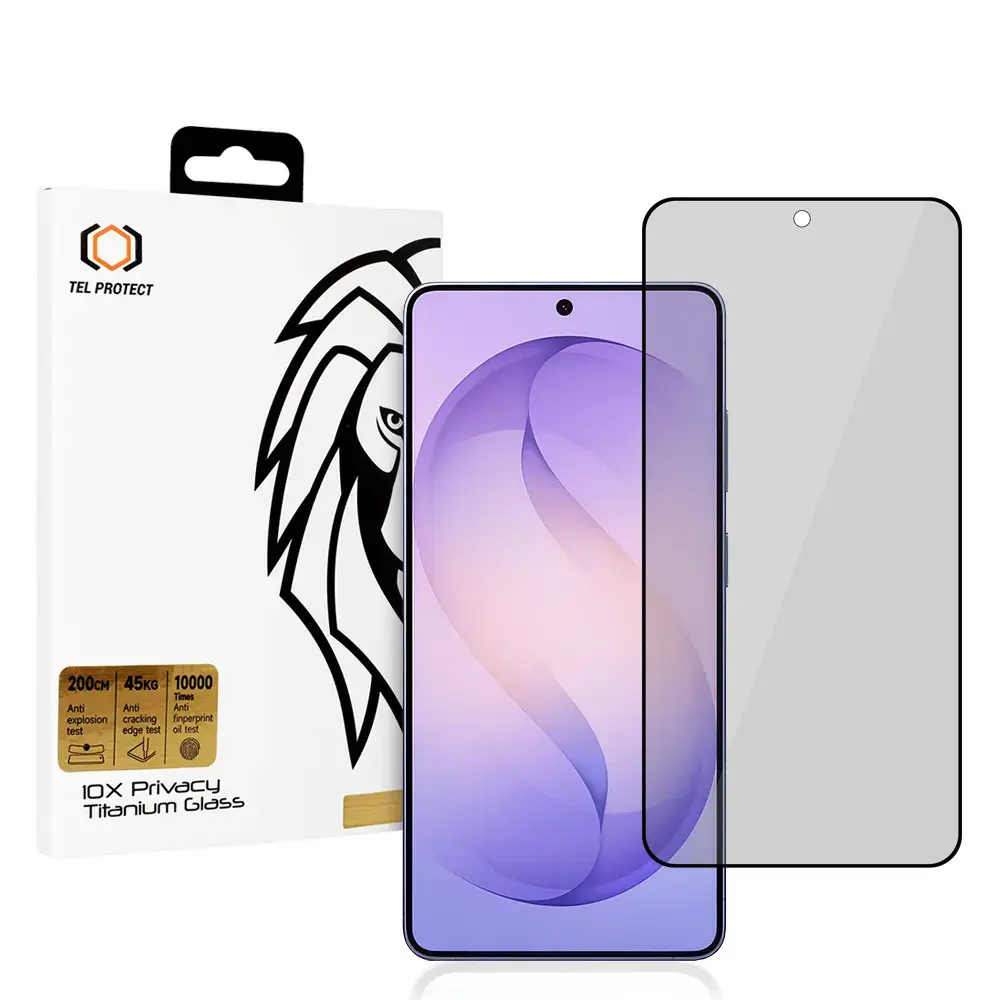 Tel Protect 10X Privacy Titanium aizsargstikls telefona ekrānam Galaxy S26 Ultra (privātuma efekts) (saderīgs ar pirksta nospieduma sensoru)