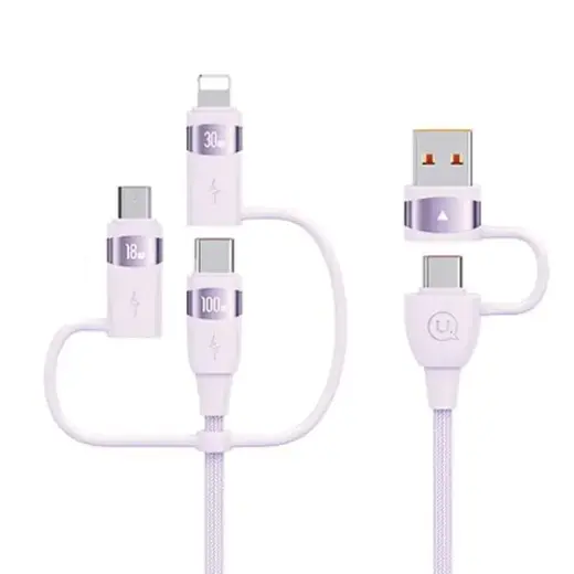 USAMS SJ645USB02 3-in-1 data transfer and charging cable | USB-C to USB-C | 100W | 1.2m | purple