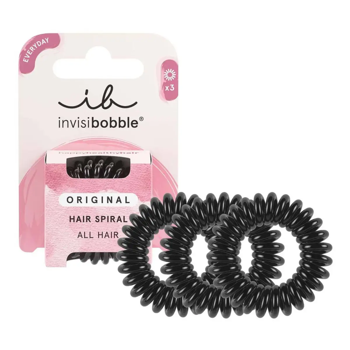 Invisibobble Hair Elastics Black 3 Pcs