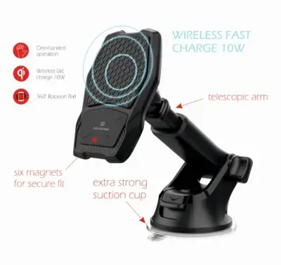 Swissten WM1-HK2 Turētājs Ar Wireless Uzlādi + Micro USB Vads 1.2m Melns
