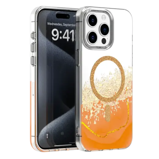 Epoxy Mag telefono dėklas su MagSafe palaikymu iPhone 14 Pro oranžinis