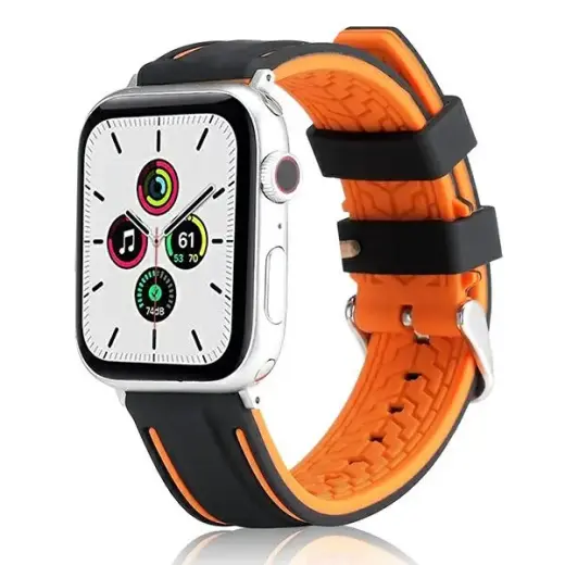 Beline Solid Silicone viedpulksteņa siksniņa priekš Apple Watch (42/44/45/49 mm) | silikons | oranža/melna