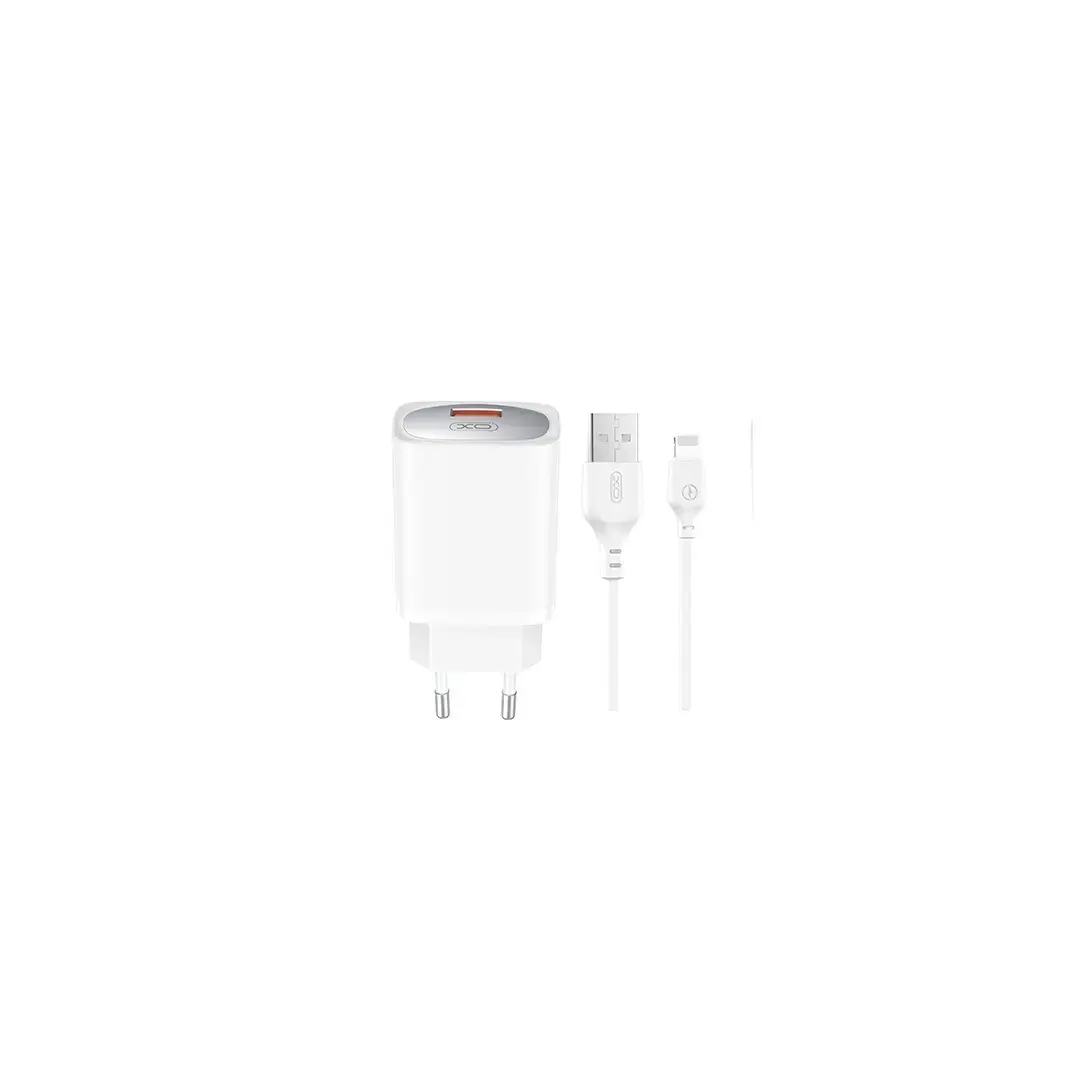 XO wall charger CE19 QC 18W 1x USB white + cable Lightning