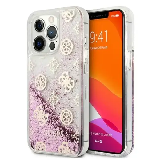 Guess GUHCP13LLGPEPI iPhone 13 Pro | 13 6,1" różowy|pink hardcase Peony Liquid Glitter
