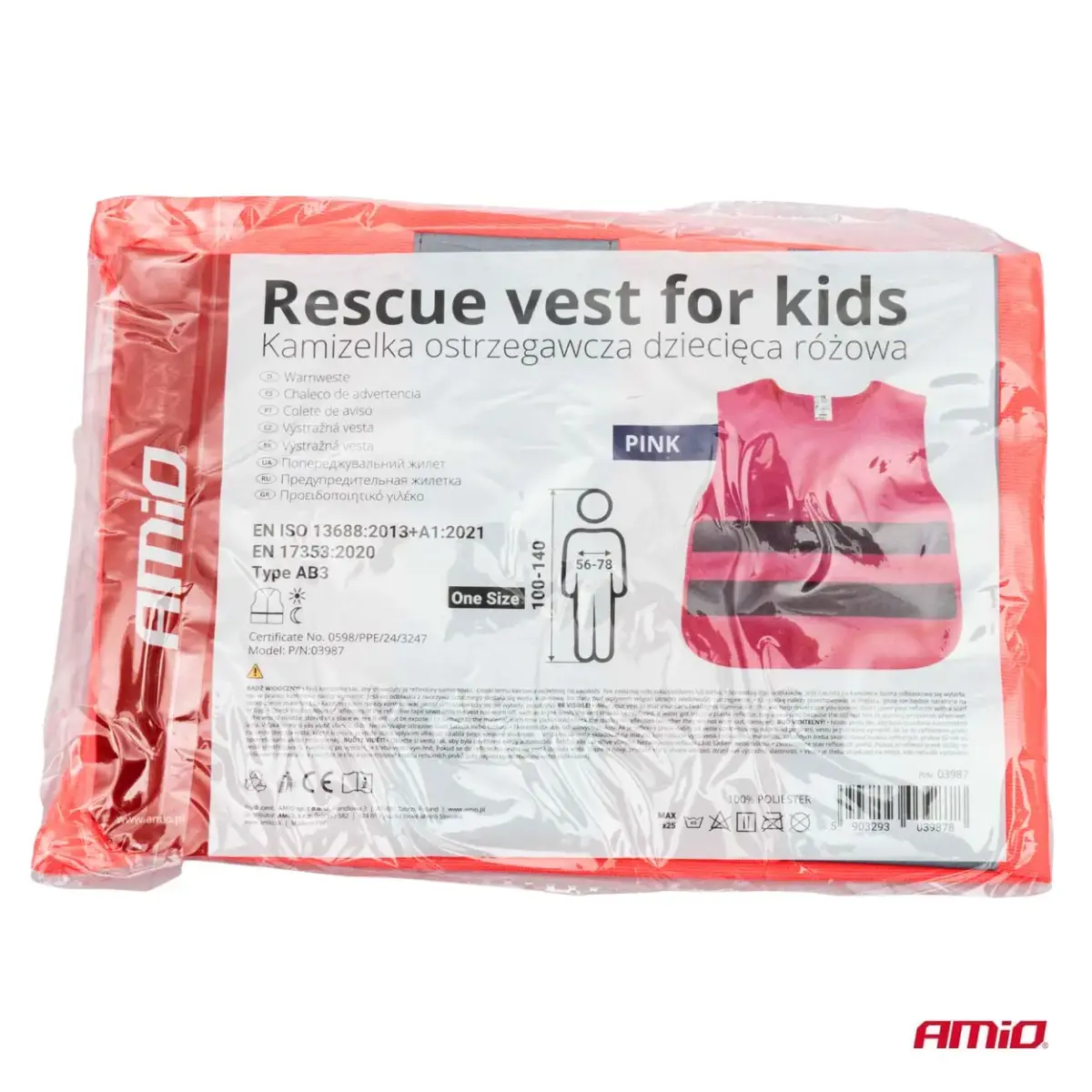Rescue vest for kids pink AMIO-03987