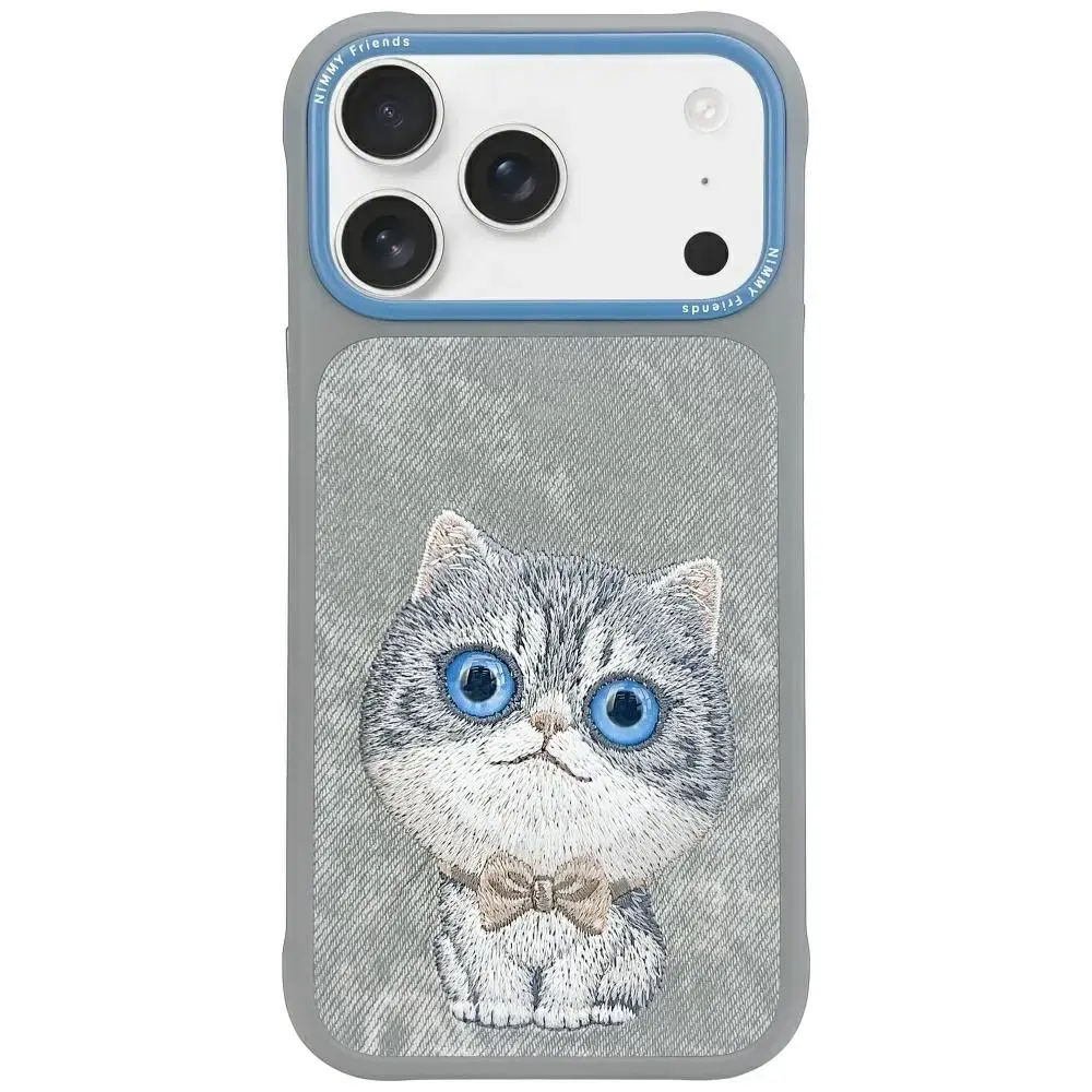 Nimmy Big Eyed Pet 2.0 Cat maciņš telefonam iPhone 17 Pro Max pelēks