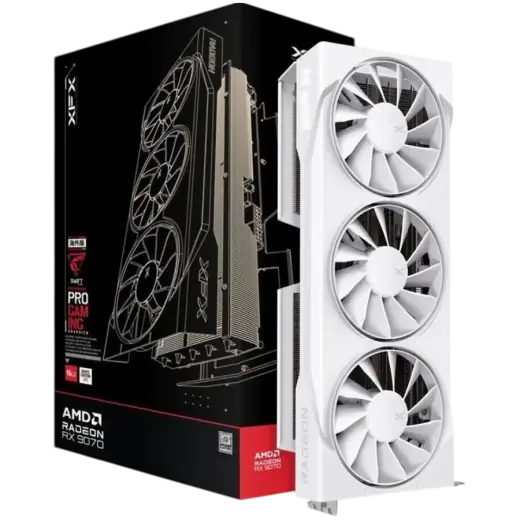 XFX Swift AMD Radeon RX 9070 OC White Triple 90mm Fan Gaming Edition 16GB GDDR6 1xHDMI 3xDP