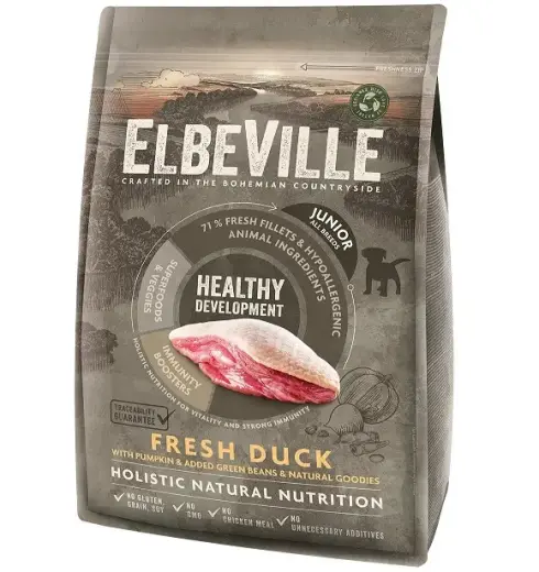 Sausa barība kucēniem - ELBEVILLE Puppy and Junior All Breeds Fresh Duck Healthy Development 4 kg