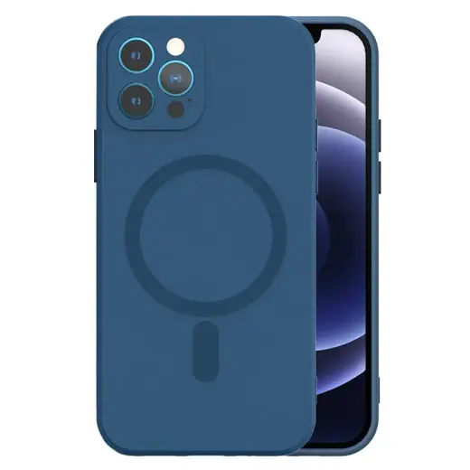 TEL PROTECT MagSilicone чехол с поддержкой MagSafe для телефона iPhone 14 Pro тёмно-синий
