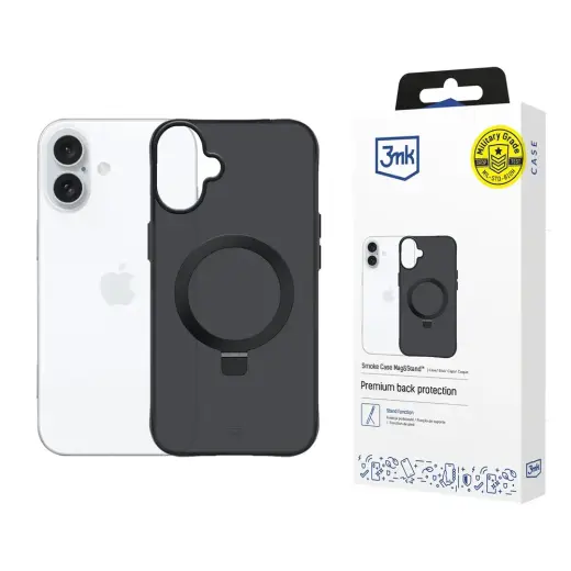 3mk Smoke Mag&Stand phone case for Apple iPhone 17 black