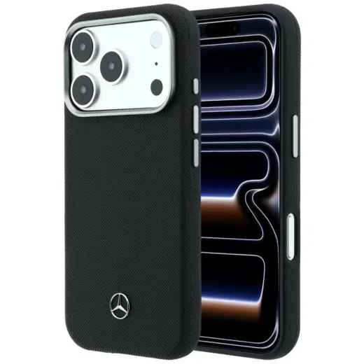 Mercedes Leather Semi Wrap Grill Pattern чехол с поддержкой MagSafe для телефона iPhone 17 Pro чёрный