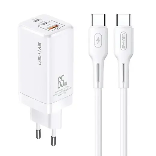 USAMS MTXLOGTC02 travel charger | 65W | QC3.0 | USB-C | white