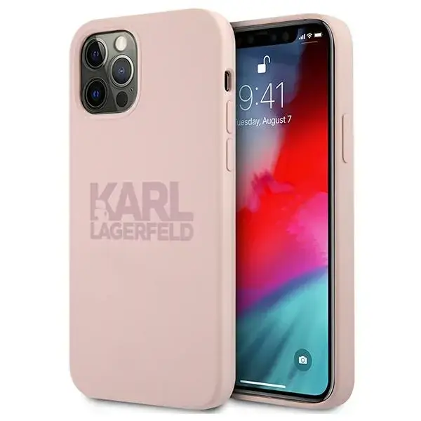 KLHCP12LSTKLTLP Karl Lagerfeld Stack Pink Logo Silicone Case for iPhone 12 Pro Max 6.7 Pink