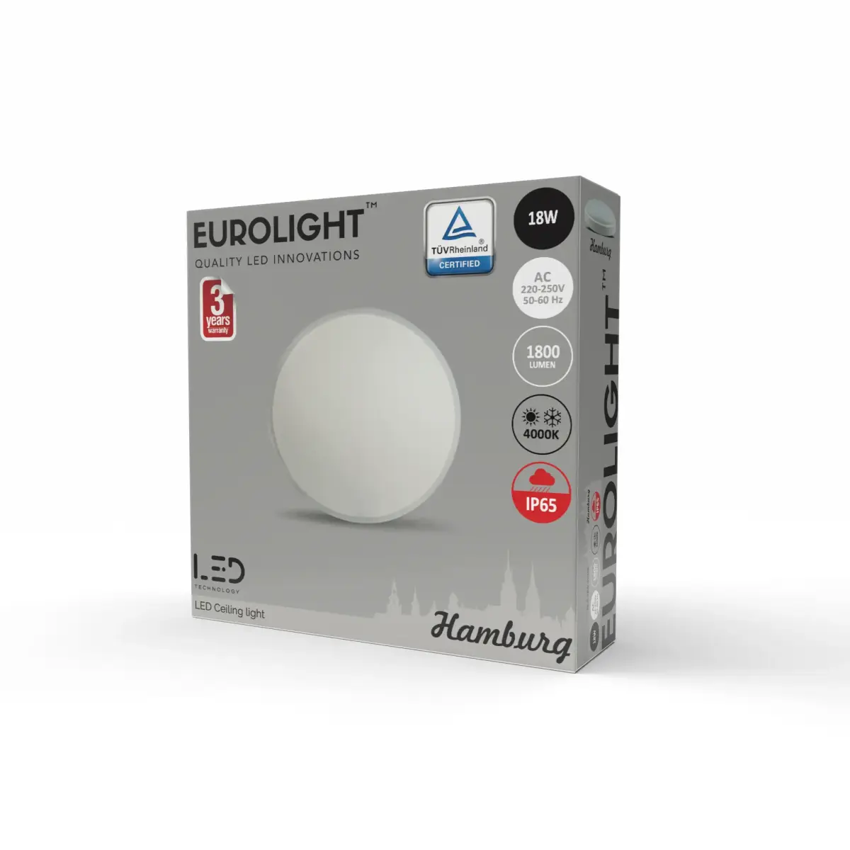 Hamburg LED šviestuvas 18W 4000K IP65 Eurolight