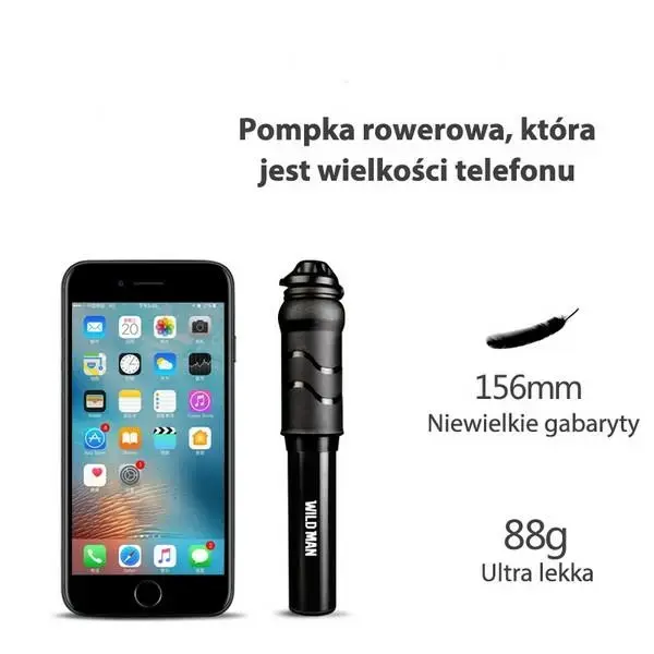 WILDMAN Pompka rowerowa ręczna GK1 aluminiowa czarna|black