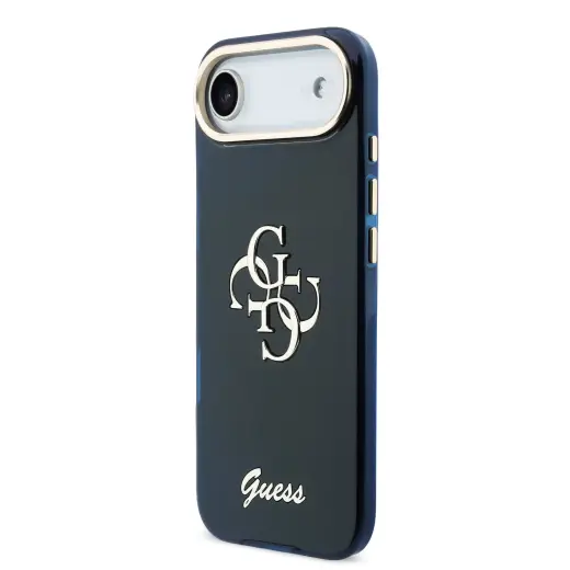 Guess IML 4G Script Metal Logo maciņš telefonam iPhone 17 Air zils
