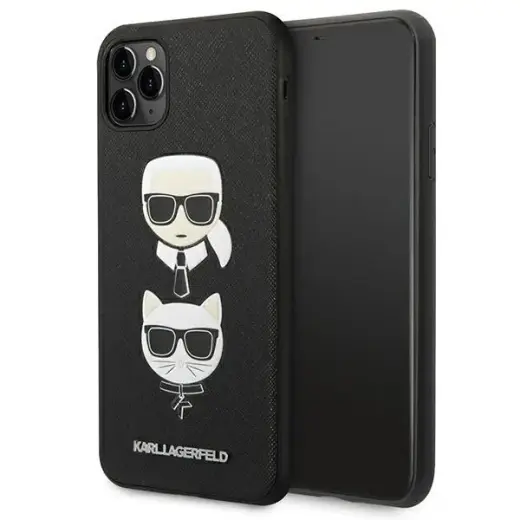 Karl Lagerfeld KLHCN65SAKICKCBK iPhone  11 Pro Max 6,5" czarny|black hardcase Saffiano Karl&Choupette Head