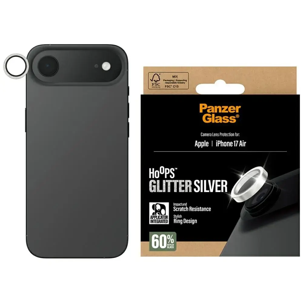 Tempered glass lens protector PanzerGlass  Hoops Glitter do iPhone Air srebrny