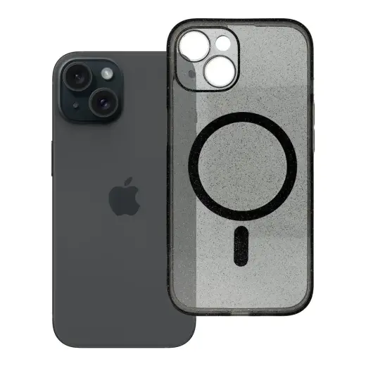Clear Mag Cover telefoni ümbris MagSafe toega iPhone 15 must