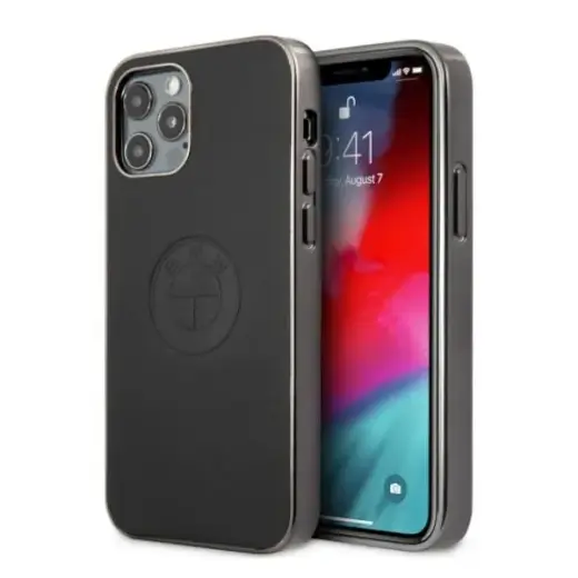 BMHCP12MREELK BMW Signature Leather Embossed Logo Hard Case for iPhone 12|12 Pro 6.1 Black